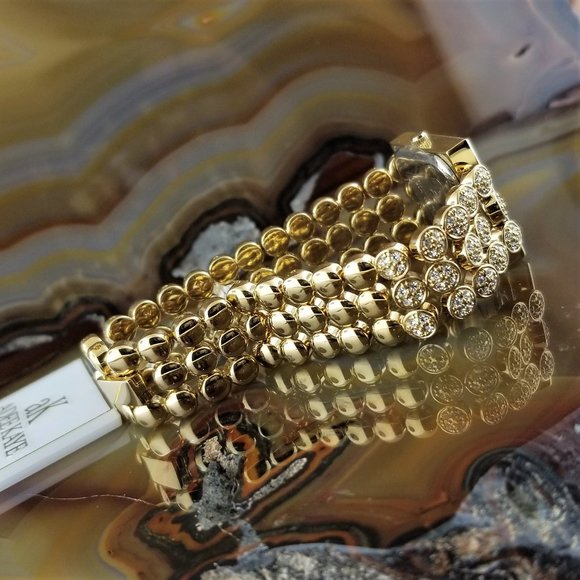 New ADEE KAYE Gold Swarovski Crystal Watch - Picture 5 of 6